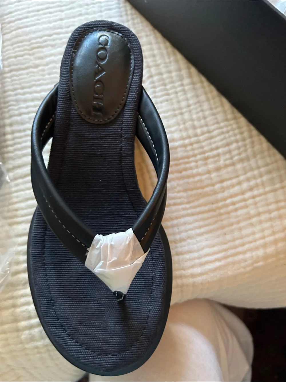 Coach Black Platform Thong Sandals New in Box